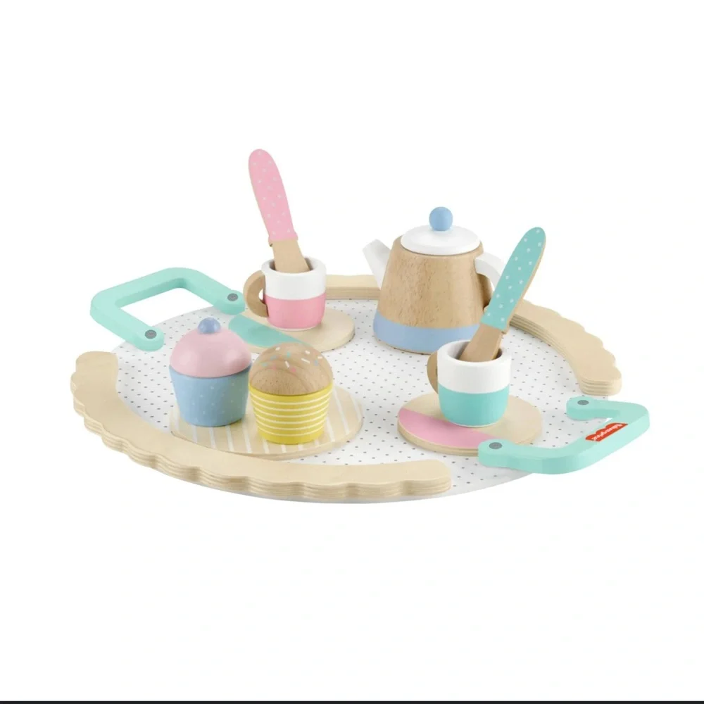 Fisher-Price Wooden Tea Party Set 12 Pc FSC Pretend Play Preschool Toy NIB HXT82